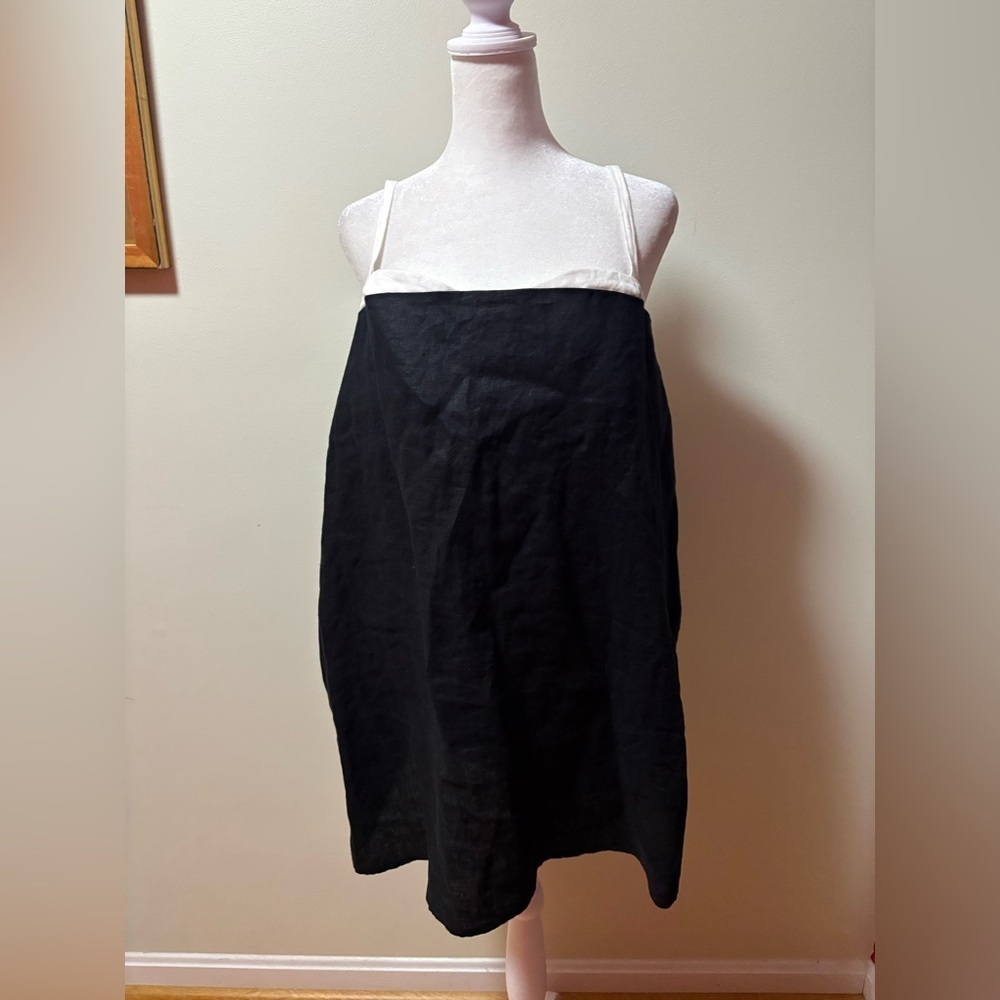 Reformation Lainey Linen mini  Dress sz 10 black white - Picture 3 of 7